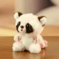 Cute pink raccoon plush toy keychain, soft stuffed animal doll pendant for girls bags and keys. - About 11-13cm / Little Panda Pink