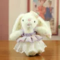 Cute gauze skirt bunny plush toy, soft rabbit doll keychain bag pendant ideal gift. - Approx. 16cm / Purple