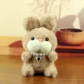 Détail du porte-clés lapin en peluche mignon, jouet animal en peluche doux avec collier perlé cœur. - Style Collier / Beige / Environ 15cm
