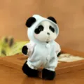 Cute panda plush toy doll keychain with a lovely blue hoodie for daily bags. - Blue Pajamas Style / 14cm (Jointed)