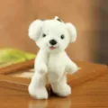 Cute white puppy plush toy keychain, soft stuffed dog doll bag charm for keys or backpack. - Bare Style / About 14cm Movable Joints / Off White