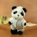 Cute jointed plush bear doll wearing lovely panda hoodie, perfect bag charm and keychain toy. - Gray Pajamas Style / 14cm (Jointed)