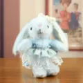 Cute blue bunny plush toy pendant with lace dress, fluffy rabbit keychain and bag hanging charm. - Approx. 16cm / Blue