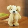 Cute fluffy plush puppy keychain soft toy cute dog bag charm pendant lovely gift for kids - Bare Style / About 14cm Movable Joints / Beige