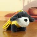 Cute French bread puppy plush keychain fluffy bag charm soft toy pendant cute animal doll - Gray / Around 10cm