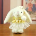 Cute fluffy bunny plush toy pendant, adorable rabbit bag charm key ring accessory gift. - Approx. 16cm / Yellow