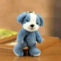 Cute blue puppy plush keychain stuffed animal pendant bag charm fluffy doll toy ornament - Bare Style / About 14cm Movable Joints / Blue