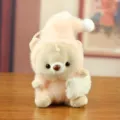 Cute plush bear doll toy pendant with sleeping hat soft stuffed animal keychain accessory - Pink