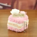 Cute cake plush keychain, pink pastry bag charm fluffy doll pendant, soft toy accessory. - Height About 8cm / Pink