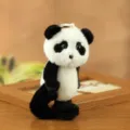 Cute panda plush toy keychain, fluffy stuffed animal bag pendant and key ring charm ornament. - Naked Panda / 14cm (Jointed)