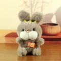 Süßes Plüschhasen Puppenspielzeug mit gelber Brille und orangem Kameraanhänger für Rucksack. - Kamera / Dunkelbraun / Ca. 15cm