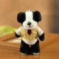 Lindo cachorro de peluche articulado con ropa, muñeca elegante para llavero de bolso. - Estilo de Ropa / Aproximadamente 14cm Articulaciones Móviles / Negro