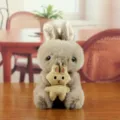 Porte-clés lapin en peluche duveteux, adorable animal en peluche pendentif de sac. - Style Lapin / Brun Foncé / Environ 15cm