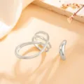 Silver geometric multi-loop ring and curved toe ring set, stylish minimalist fashion jewelry. - Silver-07327