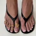 Conjunto de anillos para los dedos de los pies dorados de moda, joyería de playa. - Oro Claro-07104