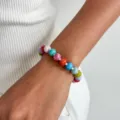 Farbenfrohes Perlenarmband mit bunten rissigen Musterperlen für sommerlichen Alltagsschmuck. - Armband (0219) / bunt