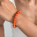 Orange Perlen Armband Sommer Freizeit Schmuck Damen Mode Handgelenk Accessoire Stilvoll - Armband (0219) / Orangerot