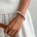 Rosa Perlenarmband Sommer Freizeit Schmuck Damen Mode Accessoire bunte Stränge Handgelenk Charme - Armband (0219) / Nude Rosa