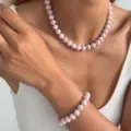 Schönes Rosa Perlen Halskette Und Armband Set Sommer Freizeit Mode Schmuck Variante - Set (0051) / Nude Rosa