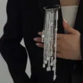 Chic tassel faux pearl beaded brooch pin versatile elegant apparel accessory for women - Silver Long Tassel Beaded Style (00411)