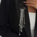 Silver tassel safety pin brooch European style multi-functional fashion clothing accessory - Silver Metal Ball Style (00382)