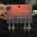 Halloween gotische Kreuz Ohrring Set schwarz rot Strass Baumel Ohrstecker Modeschmuck - Kreuz Quaste Stil (06676)