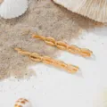 Gold seashell hair clip beach style bobby pin fashion hair accessories variant - Linked Scallop Style (0127) / 1 Pair / Gold