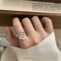 Silver spiral geometric ring for women, minimalist open finger ring, chic everyday jewelry. - Spiral Line Style (JZ5645)