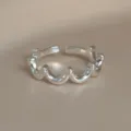 Adjustable silver wave open ring, minimalist geometric irregular design for women daily wear. - JZ5553