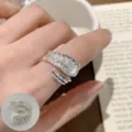 Silver leaf open ring, minimalist ins style niche design, versatile adjustable ring variant. - Leaf Style (JZ5330)
