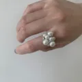 Elegant cluster pearl open ring for women, fashion multi-layer faux pearl finger jewelry. - Open Adjustable / Artificial Pearl Cluster Ring (JZ5620)