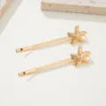 Gold starfish bobby pin beach ocean style hair clip elegant metal hair accessories for women - Starfish Style (0128) / 1 Pair / Gold