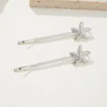 Silver starfish hair clips, elegant beach style bobby pins for women hair accessories 2pcs - Starfish Style (0128) / 1 Pair / Silver