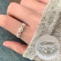 Silver open ring with geometric hollow design, elegant finger jewelry for women's daily wear. - Geometric Center Circle Open Ring