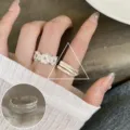 Trendy geometric multi-layer open ring for women fashion stylish finger jewelry item. - Adjustable Open Size / Irregular Pleated Multilayer Style (JZ7846)