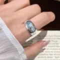 Exquisite fireworks wide open ring for women, stylish blue stone silver ring for trendy index finger. - Open Adjustable / Wide Fireworks