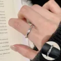 Simple geometric twisted irregular silver ring, versatile fashion open finger jewelry. - Open Adjustable / Spiral Geometric Style (JZ5416)