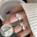 Silver open rings set featuring minimalist bow and white stone design for women and girls daily. - JZ7405