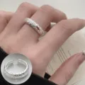 Minimalist textured silver open ring for women, stylish niche design jewelry for daily wear. - Irregular Hammered Texture Style (JZ7902)