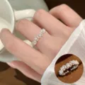 Zarter silberner Herzmuster offener Ring Variante für Damen, eleganter Modestil, verstellbare Größe. - Hohlstil Mit Mehreren Herzen (JZ5432)