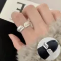 Minimalist open silver ring for women, ins style niche folded design geometric fashion jewelry - Double-layer Folded Deconstructed Style (JZ5173)