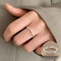 Silberner geometrischer mehrschichtiger offener Ring, minimalistischer Modeschmuck. - Mehrschichtiger Gedrehter Texturstil (JZ5392)