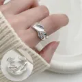 Minimalist irregular open silver ring, trendy molten design fashion jewelry for women daily wear. - Fluid Lava Irregular Style (JZ5191)