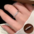 Silver open ring with cute cartoon engraved patterns, delicate jewelry for women fashion. - Open Adjustable / Cartoon Bow Style (JZ5448)