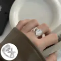 Sweet simple silver ring featuring seashell and starfish design, elegant open ring for women. - Starfish Shell Ocean Series (JZ7926)
