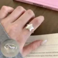 Silver star open ring matte finish modern geometric minimalist finger jewelry accessory - Open Adjustable / Star Matte Open Ring (JZ5487)