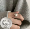 Silver irregular heart ring open design minimalist style versatile fashion jewelry for women - Irregular Faceted Heart Twist Style (JZ5121)