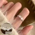 Sweet simple silver open ring featuring cute butterfly and flower design for women daily wear. - Open Adjustable / Butterfly Flower Relief Style (JZ5327)