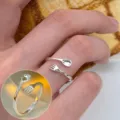 Minimalist fork spoon open ring for women, cute creative silver adjustable finger jewelry. - Creative Mini Fork Spoon Style (JZ5128)