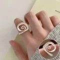 Silver abstract spiral swirl wide open ring minimalist indie aesthetic fashion finger jewelry - Open Adjustable / Silver Abstract Spiral (JZ7905)